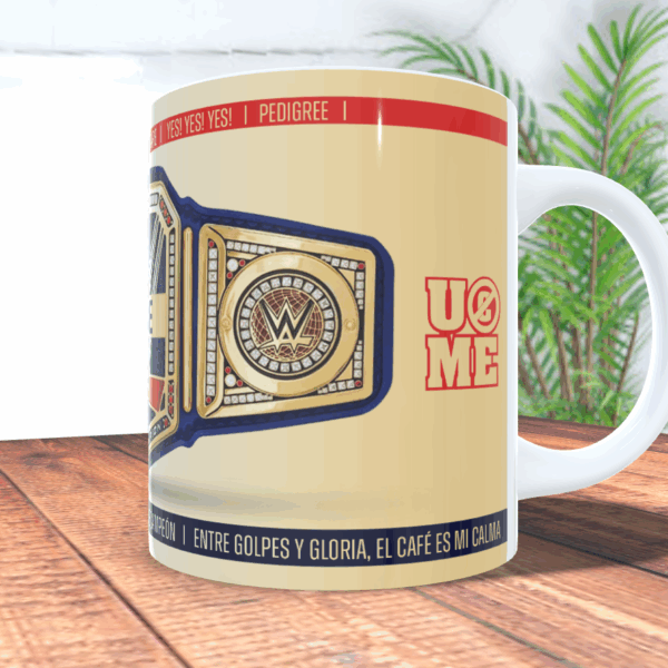 WWE - taza con cinturon Campeón Indiscutido personalizada - Imagen 3